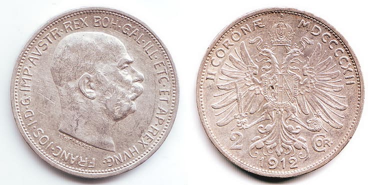 Серебряная монета номинал 2 кроны