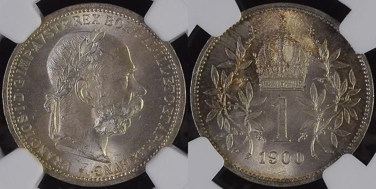 Серебряная монета номинал 1 крона