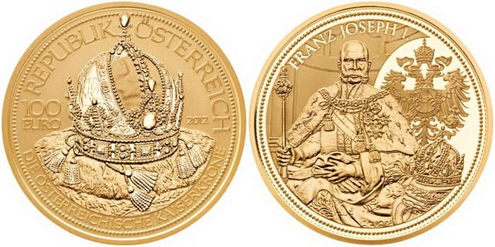 The crown of the Austrian Empire gold coin