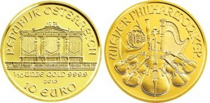 золотая монета 10 евро