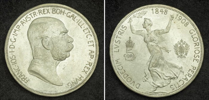 серебряная монета 5 крон