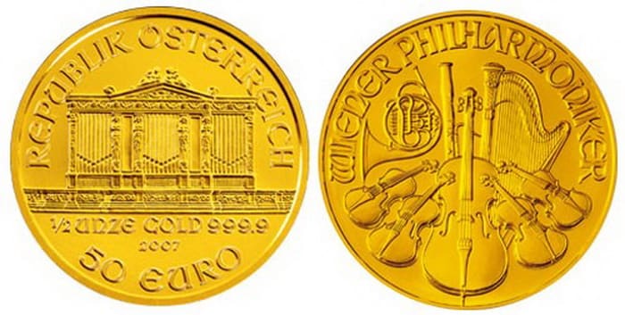 монета из золота 50 евро