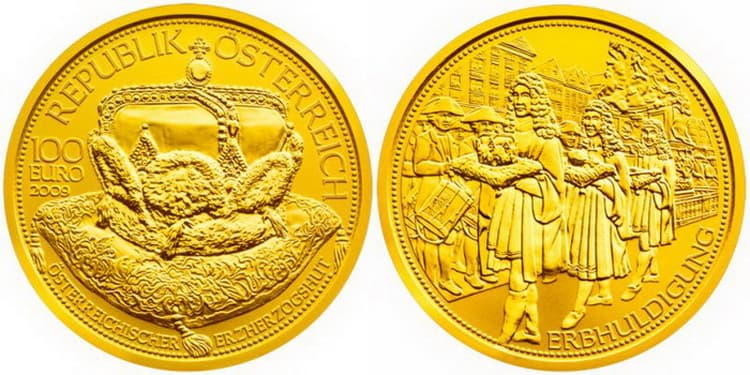 Австрийская монета с изображением Короны эрцгерцога Австрии