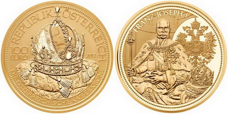 Австрийская монета с изображением короны австрийской империи 