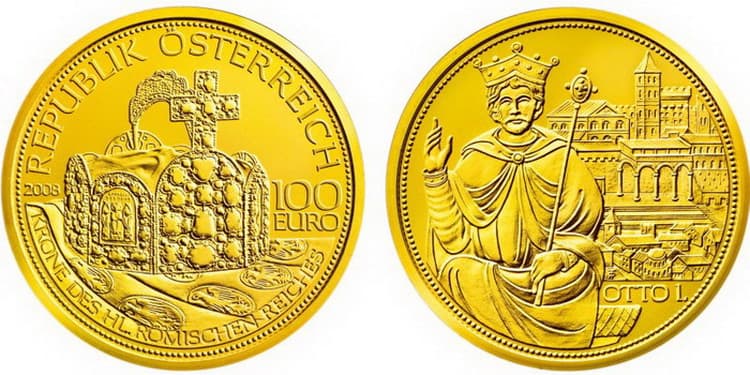 Австрийская монета с изображением императорской короны Священной Римской империи