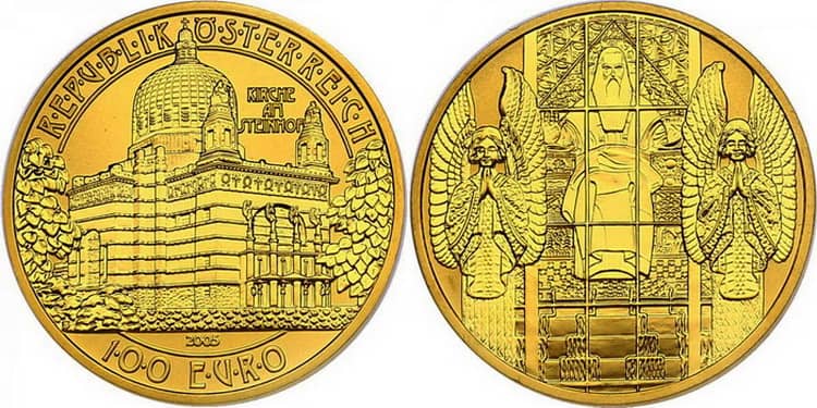 Австрийские 100 евро с изображением собора штейнгоф 