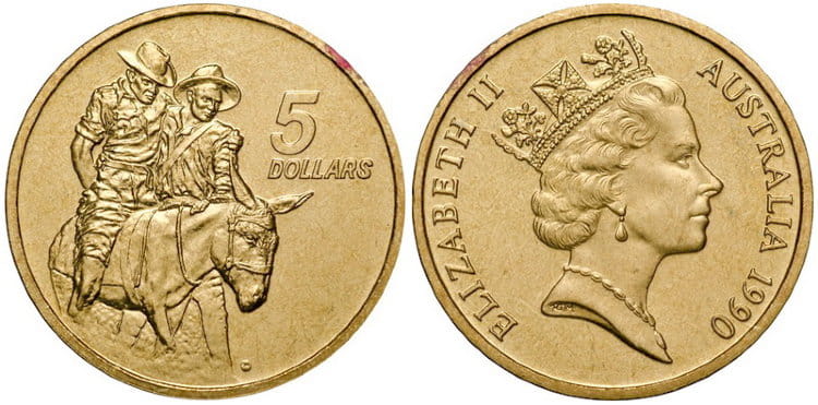 5 долларов с изображением Джона Симпсона поддерживающего солдата на ослике