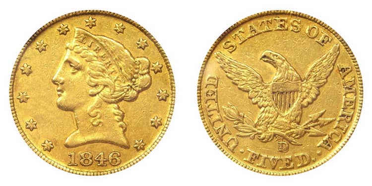 5 долларов США 1838-1866