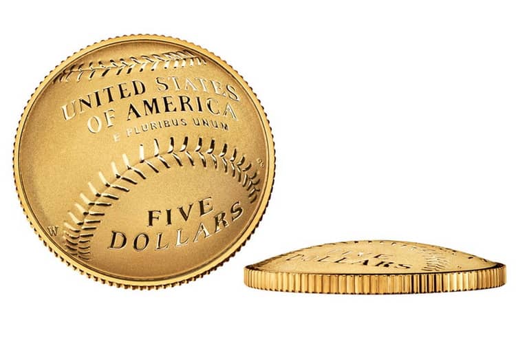 5 долларов с изображением 75 лет Национальному залу славы бейсбола