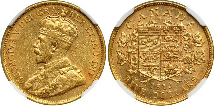 5 канадских долларов 1912-1913