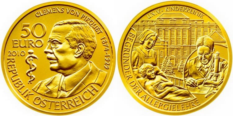 Австрийские 50 евро с изображением Клеменса фон Пирке
