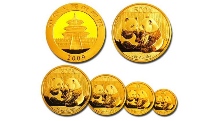 Современные золотые и серебряные китайские монеты