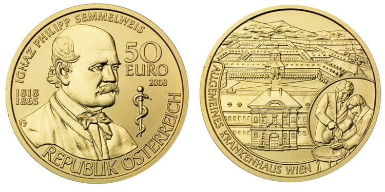 Золотая монета Игнац Филипп Земмельвайс