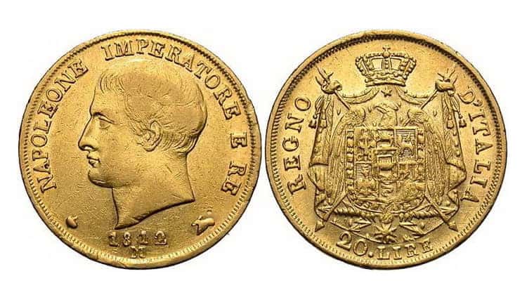 20 итальянских лир (1861-1897) и 40 итальянских лир (1807-1814)