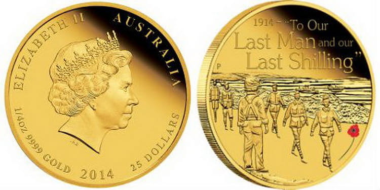 Австралийская монета посвященная воинскому формированию Австралии и Новой Зеландии