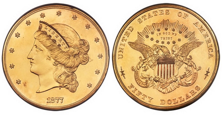 Золотая монета 50 долларов «Свобода»