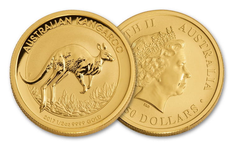 Золотая монета кенгуру в 25 долларов 2017 г.