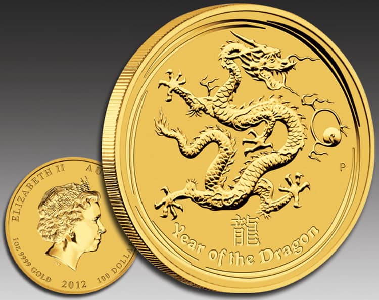 Золотая монета с Драконом