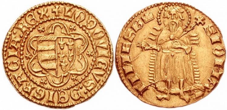 Золотой форинт Людовика I Венгерского 1342-1382 гг