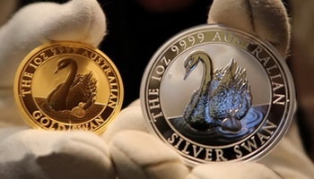 Australian gold and silver coins of the Swan series