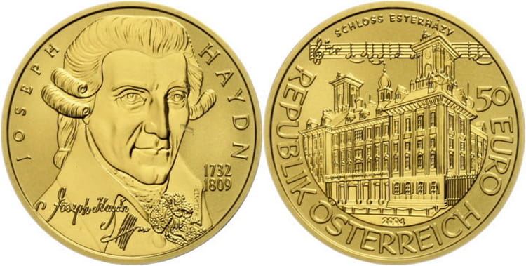 Золотая монета Йозеф Гайдн