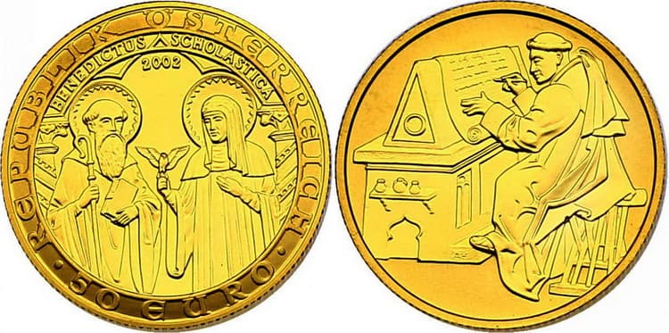 Золотая монета Католический Орден св. Бенедикта