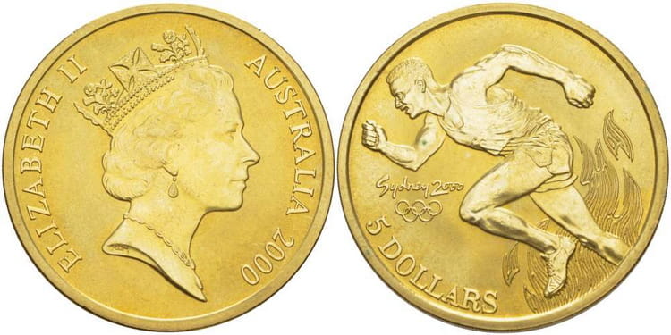 Монета в 5 долларов из серии Летних Олимпийских игр 2000 в Сиднее