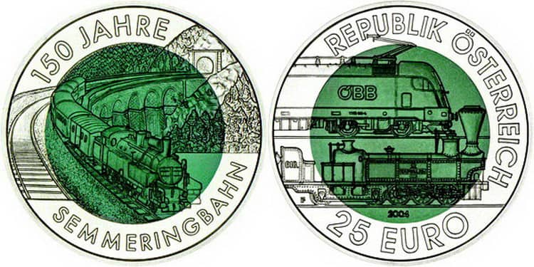 Монета «150 лет Альпийской железной дороге»