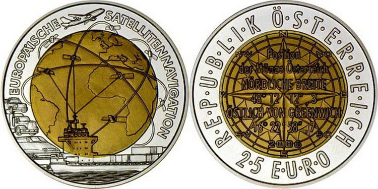 Монета «Европейская спутниковая навигация»