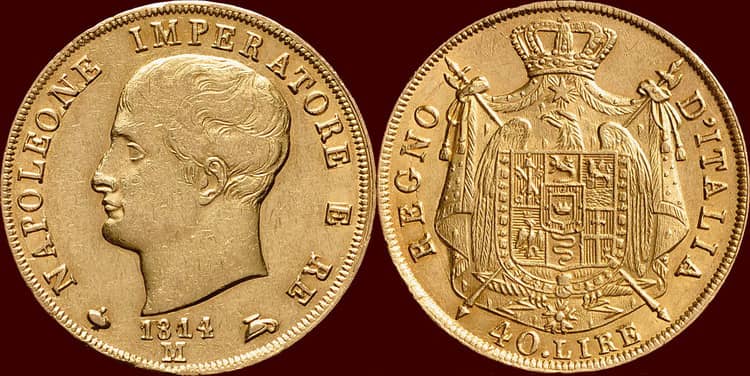монета в 40 лир