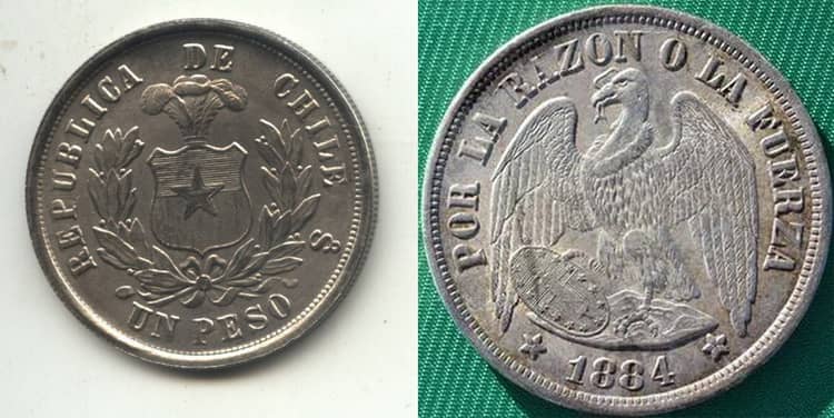 Монета чили выпуск 1862-1872