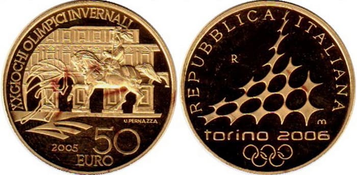 Монеты Италия 50 евро Золото 2005
