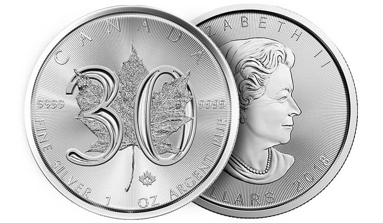 Серебряная монета с клевером в 30 долларов