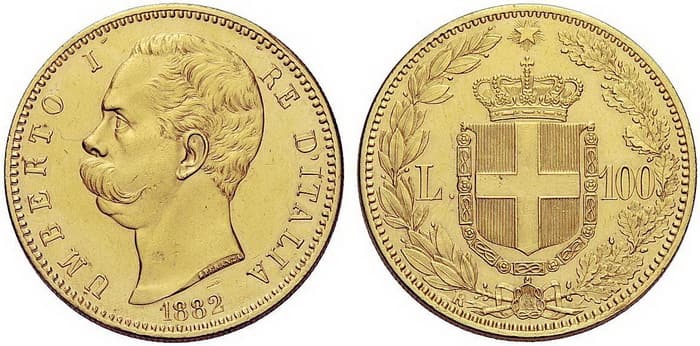 золотые 100 лир Умберто I – Савойская династия