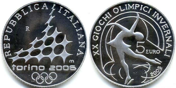 монета фигурное катание номинал 5 евро