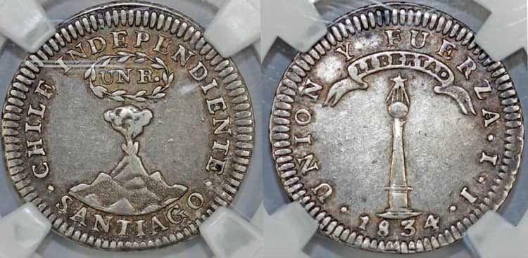 Монета чили выпуск 1839-1849