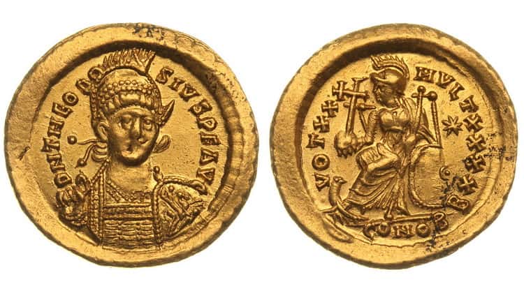 1 солид чеканка 408-450 гг., Феодосий II