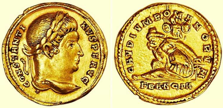 1 солид чеканка 310-313 гг., Константин I Великий