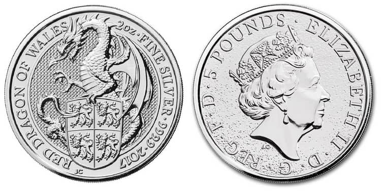 Тираж монет «Красный дракон из Уэльса»