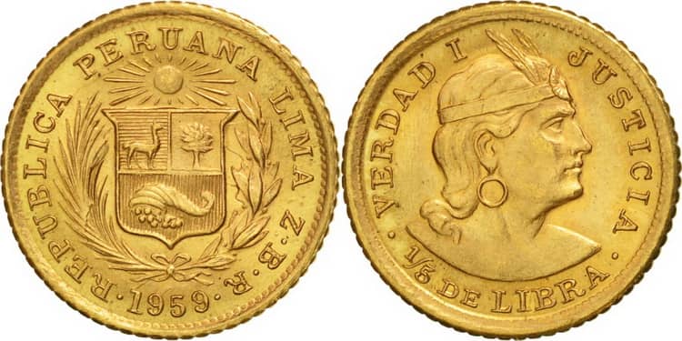 1 перуанская либра 1959 г