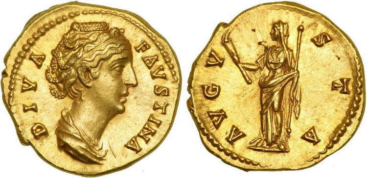 монет ауреус Чеканка 130-175 года нашей эры