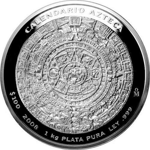 Аверс монеты серебряный ацтек 2008 года