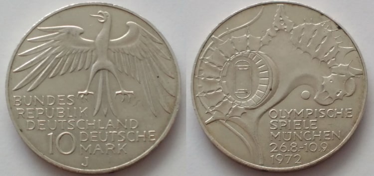 10 немецких марок 1972 года
