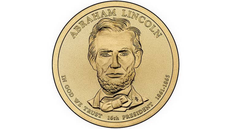Золотая монета Авраам Линкольн