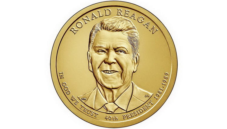 Золотая монета Рональд Рейган