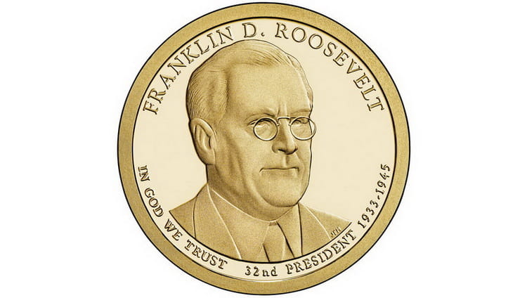 Золотая монета Франклин Рузвельт