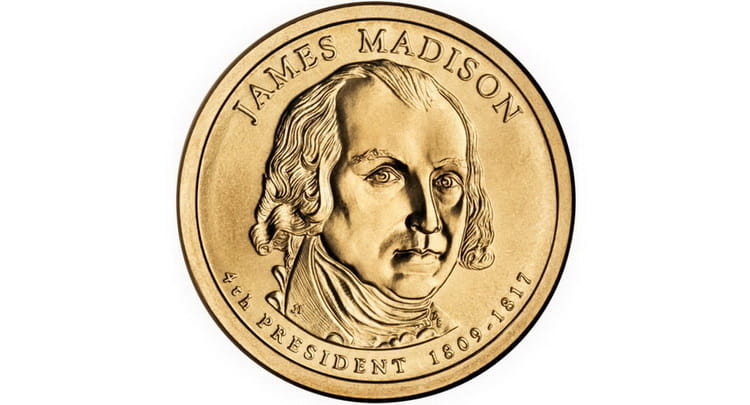 Золотая монета Джеймс Мэдисон