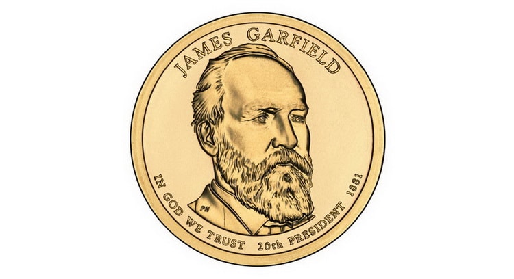 Золотая монета Джеймс Гарфилд