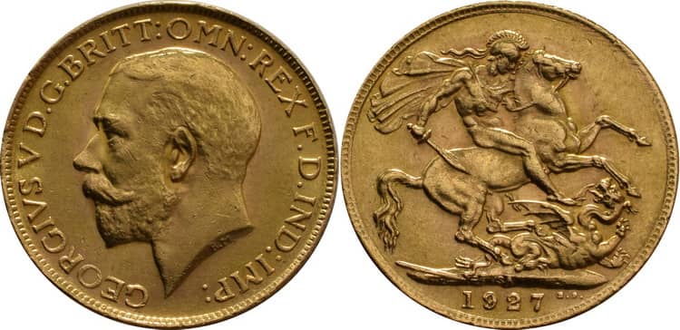 Монета соверен ЮАР 1927 года