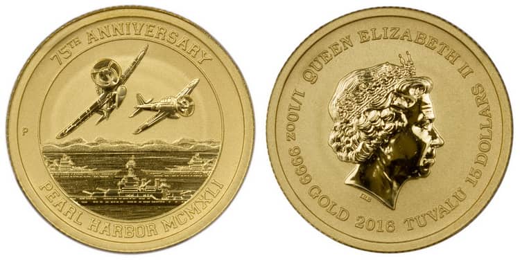 Золотая монета жемчужной гавани Перл-Харбор